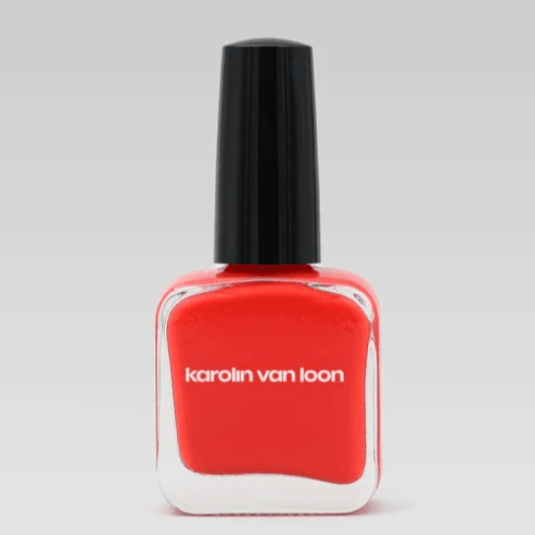 Leuchtend roter Nagellack von Karolin Van Loon – Farbton Rouge Solaire in 15-ml-Flasche