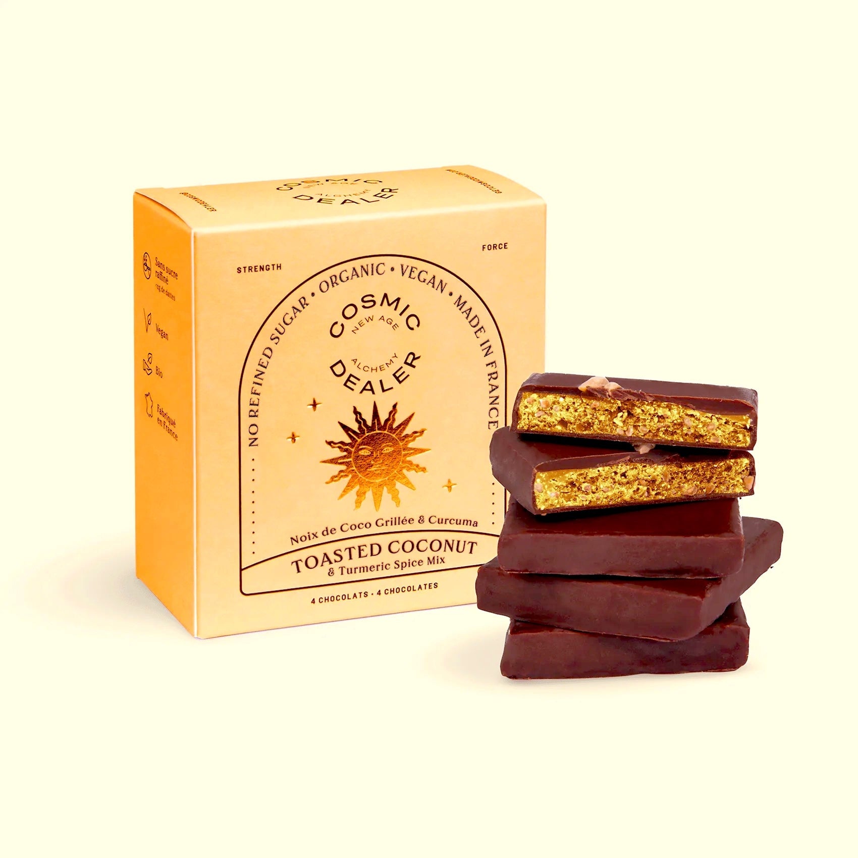 TOASTED COCONUT with Tumeric Spice Mix - 4er Box Chakra Schokolade -COSMIC DEALER