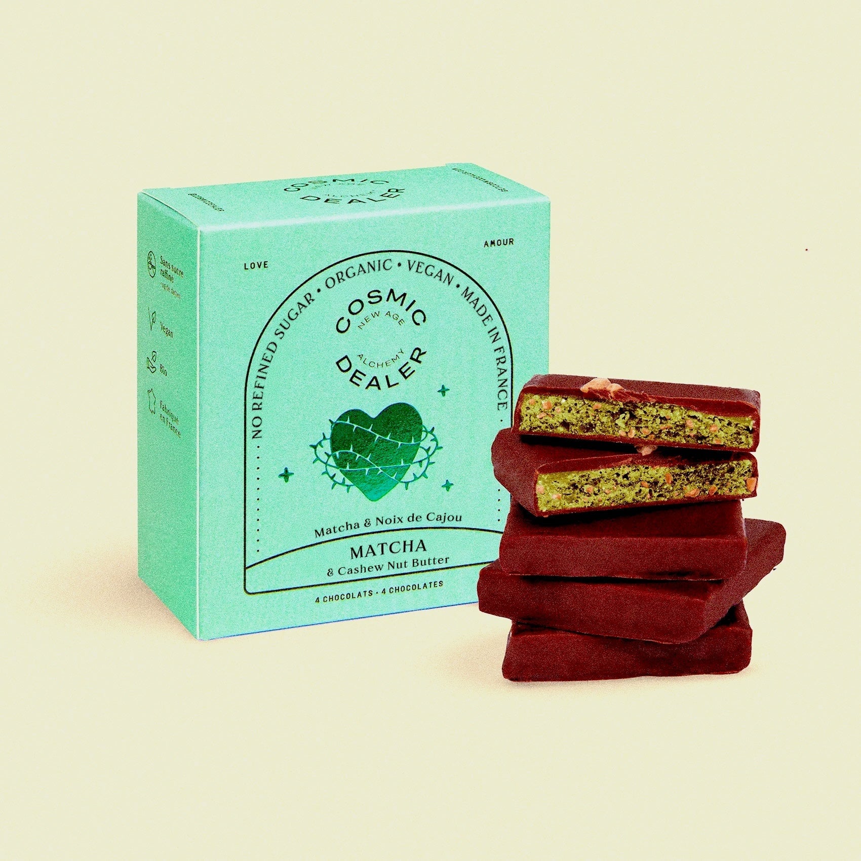 MATCHA & CASHEW BUTTER 4er Box Chakra Schokolade COSMIC DEALER