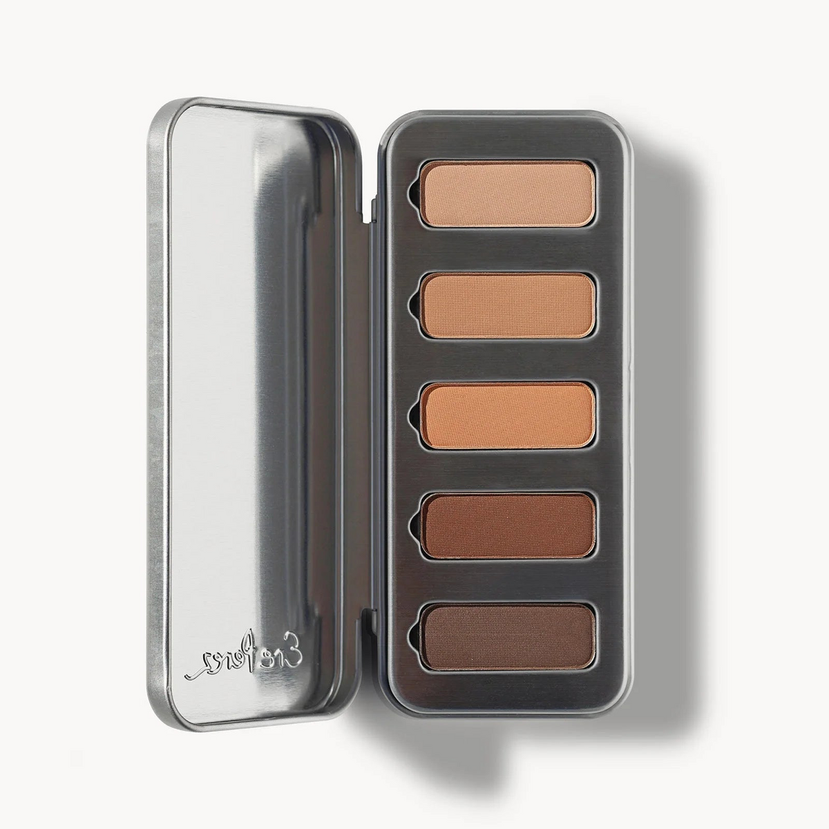Ere Perez Chamomile Eye Palette Element Matte – geöffnete nachfüllbare Lidschattenpalette mit 5 matten Erdtönen