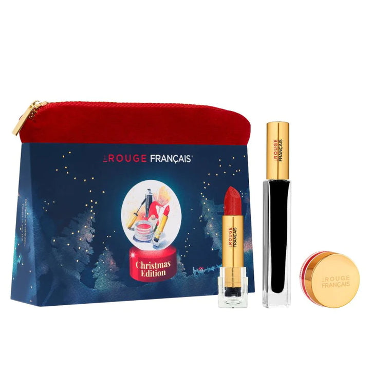 Christmas Edition - LE ROUGE FRANCAIS Geschenkset mit Lippenstift, Wangen-/ Lippencreme & Mascara