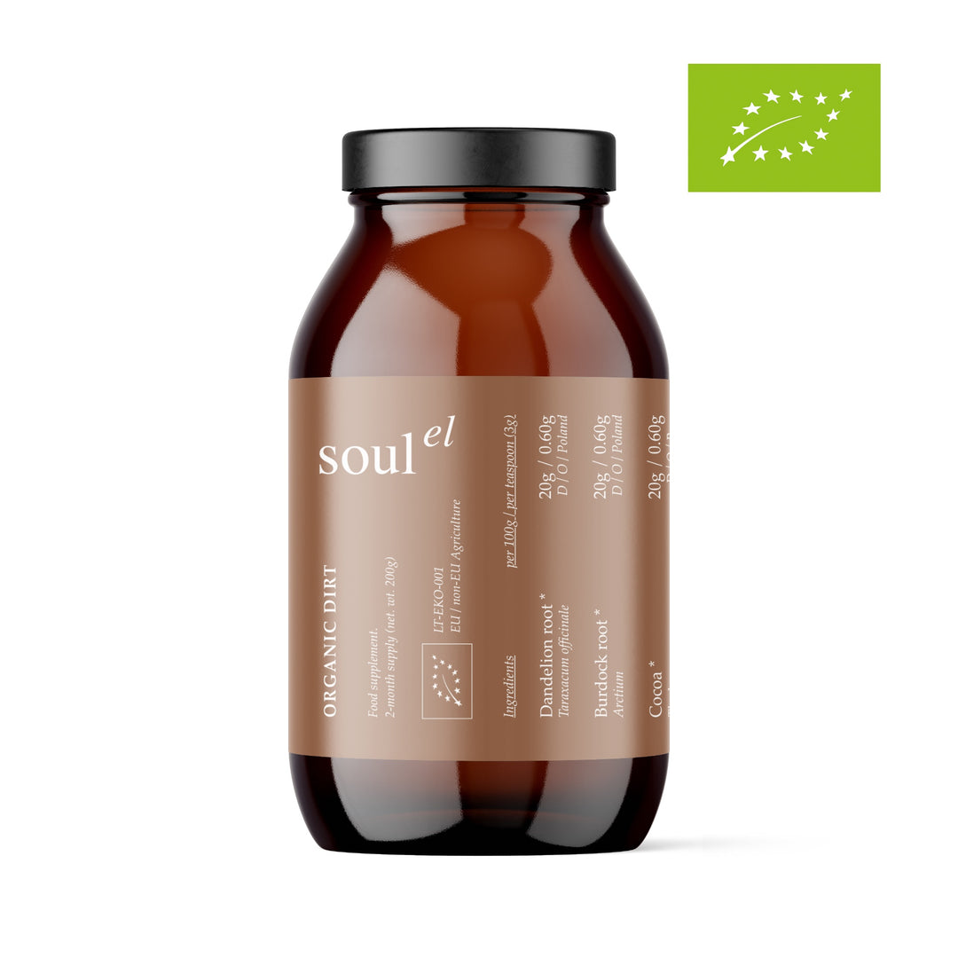 Organic Dirt von soulel vor weißem Hintergrund. North Glow