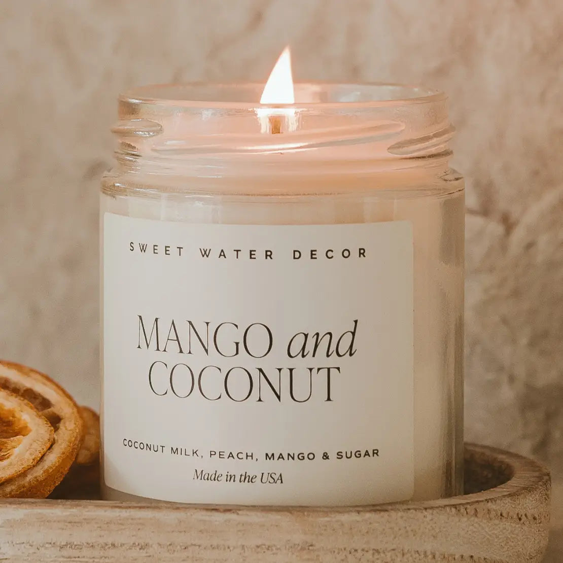 Mango & Coconut Sojawachs-Duftkerze mit tropischem Duft von Sweet Water Decor