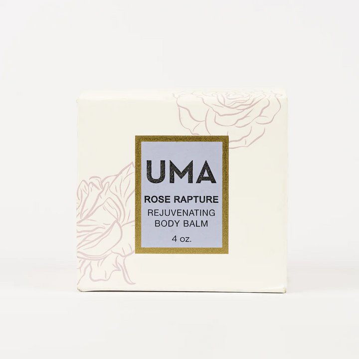 UMA Rose Rapture Body Balm Verpackung vor weißem Hintergrund.