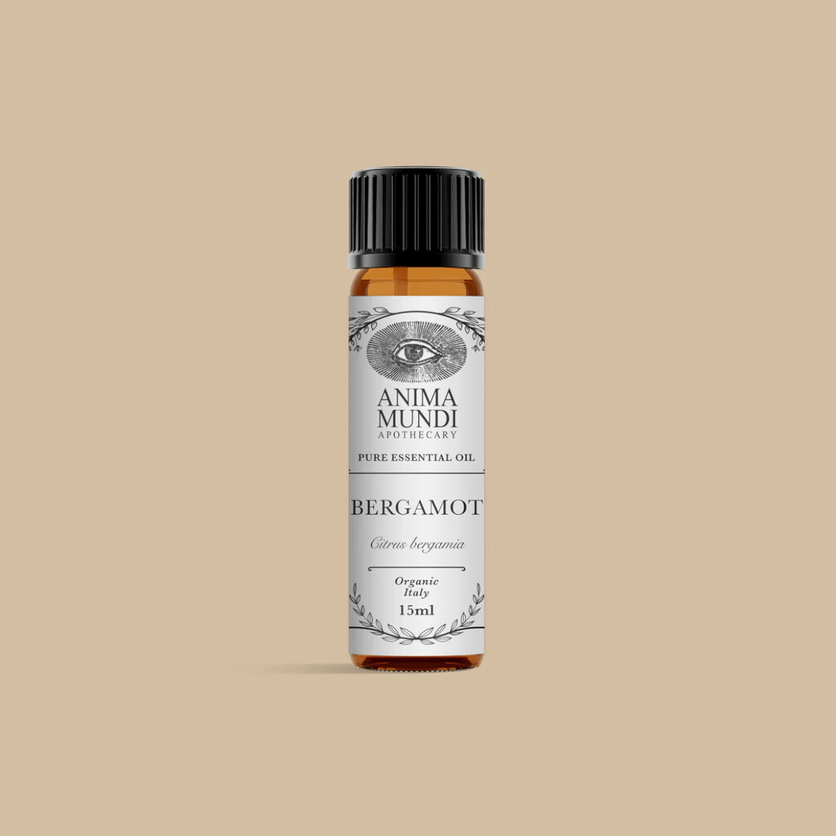 ANIMA MUNDI - Bergamot in 15ml Glasgefäß vor beigem Hintergrund