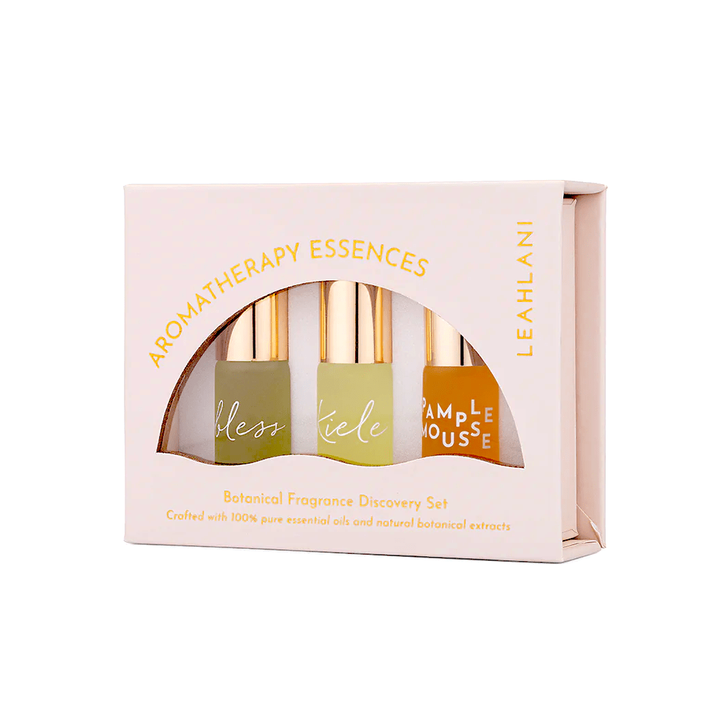 Botanical Fragrance Discovery Set von LEAHLANI vor weißem Hintergrund.