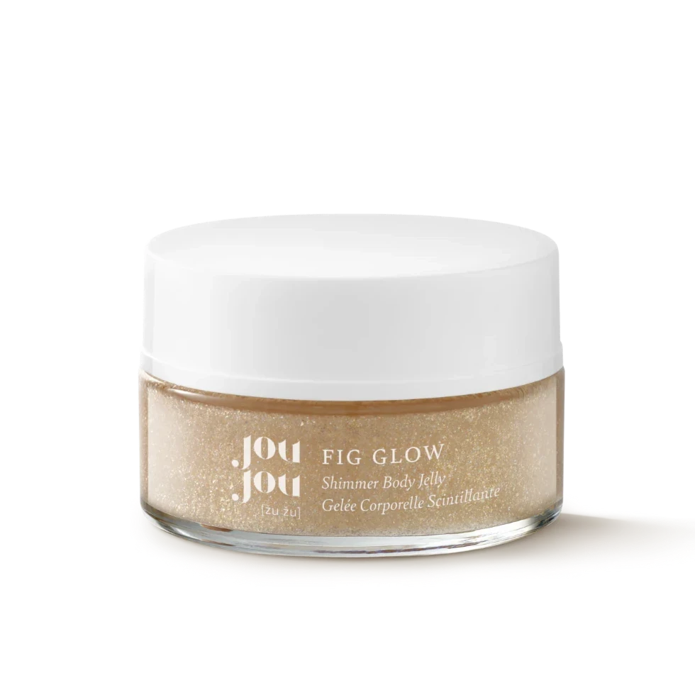 Fig Glow Shimmer Body Jelly von JouJou vor weißem Hintergrund.