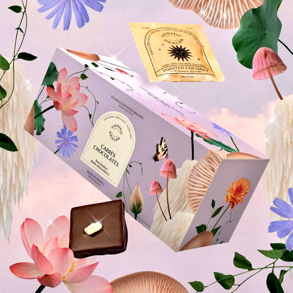 BOX of 20 - Botanical Box - 20 Mini Schokoladen - COSMIC DEALER Geschenbox