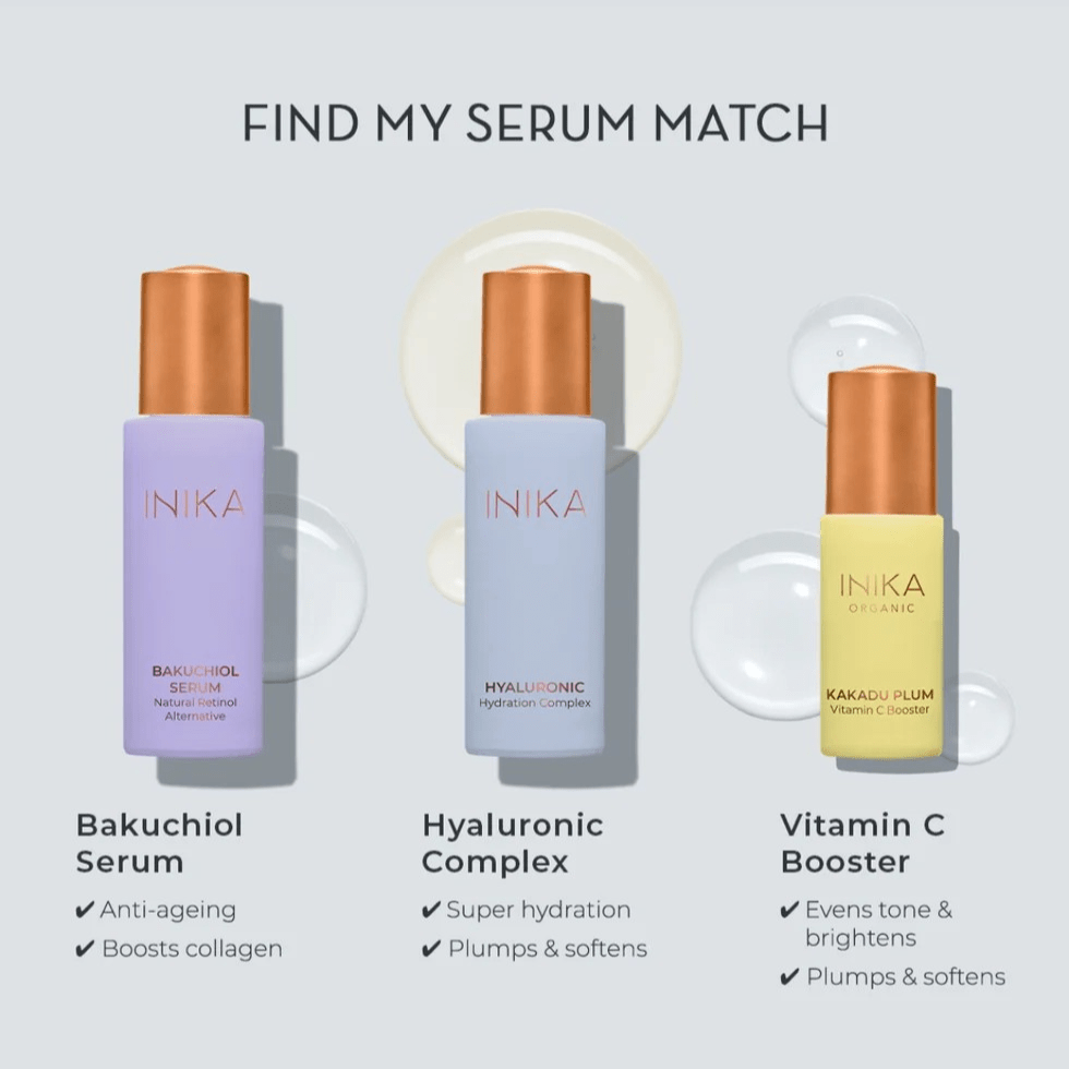 Finde dein Serum - INIKA Organic Seren in nachhaltigen Glasflakons mit Aluminiumdeckel