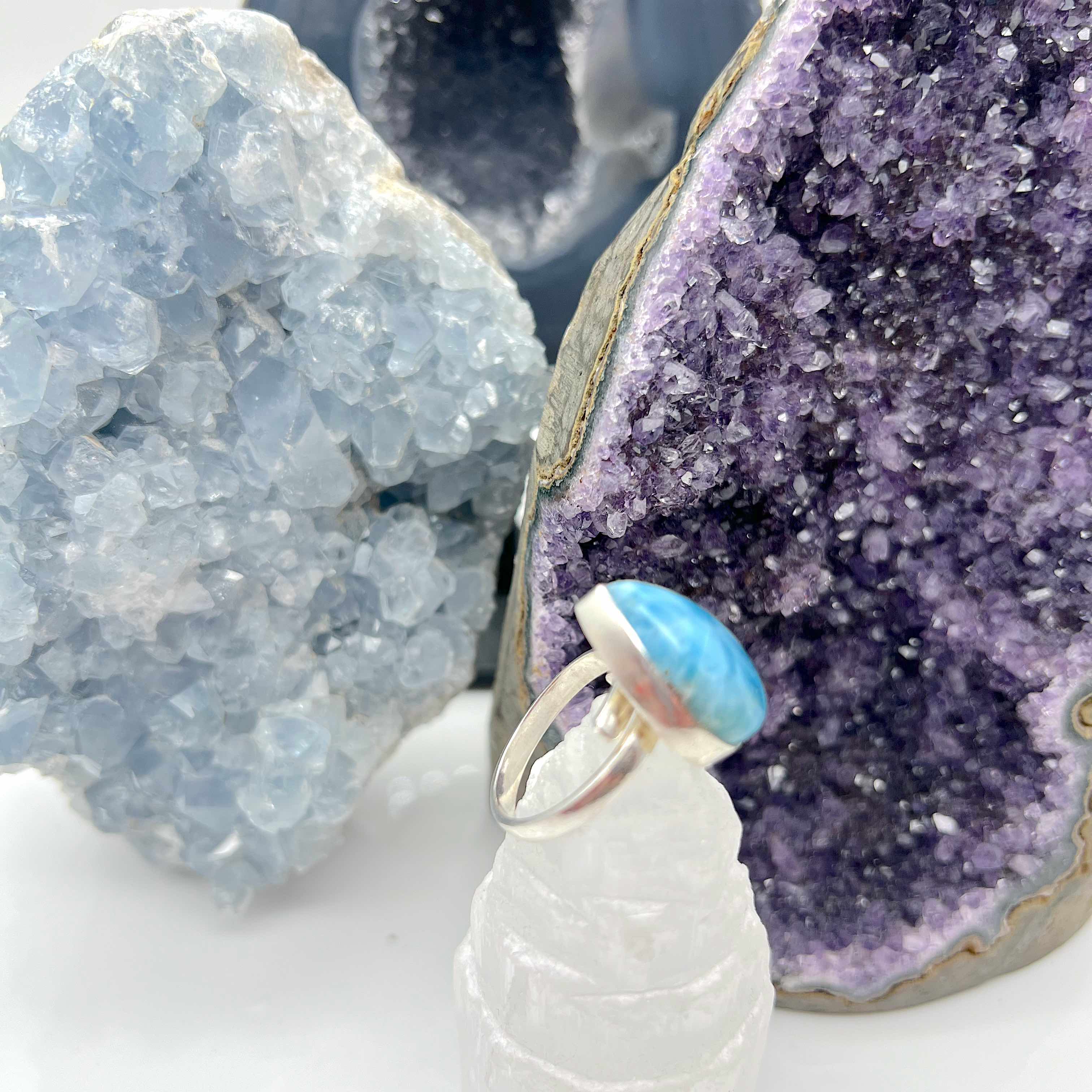 Larimar Adjustable Rings · Unique Pieces