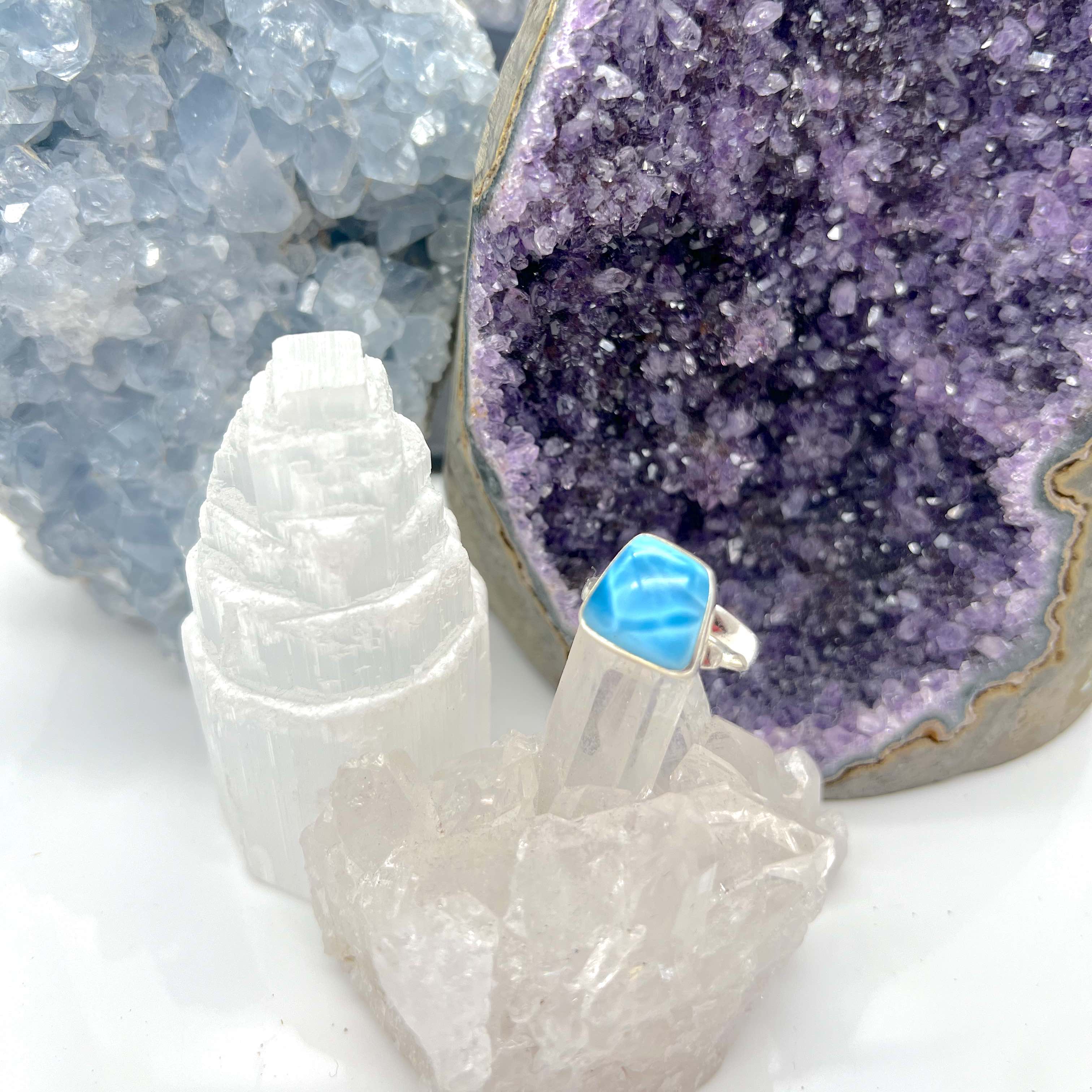 Larimar Adjustable Rings · Unique Pieces