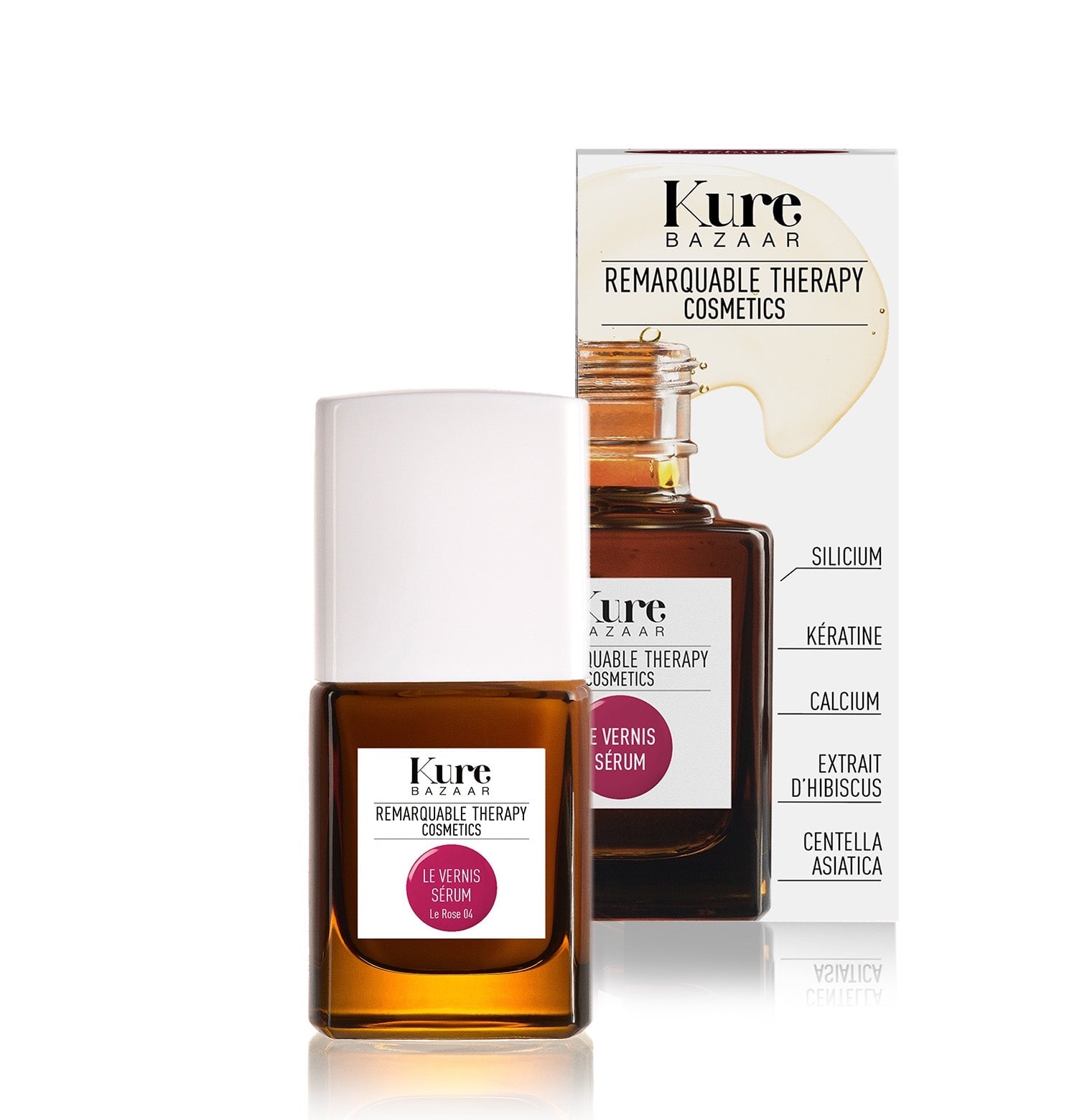 Kure Bazaar RTC Le Vernis Serum 04 Flasche und Verpackung vor weißem Hintergrund.