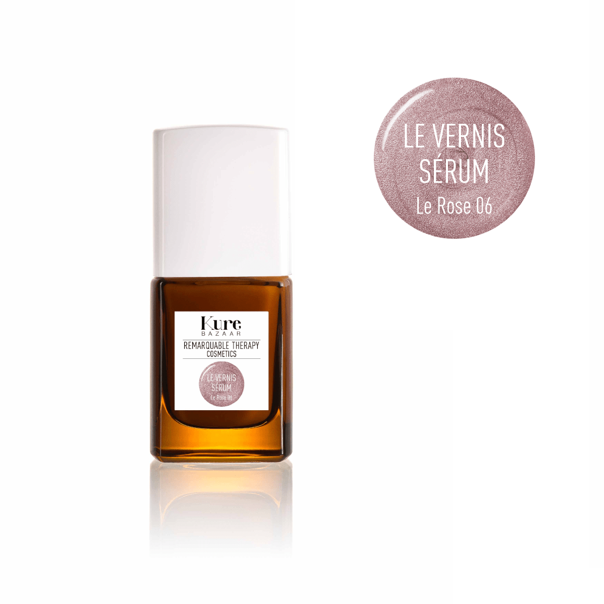 Le Vernis Serum Rose 06 Nagellackflasche steht vor weißem Hintergrund.