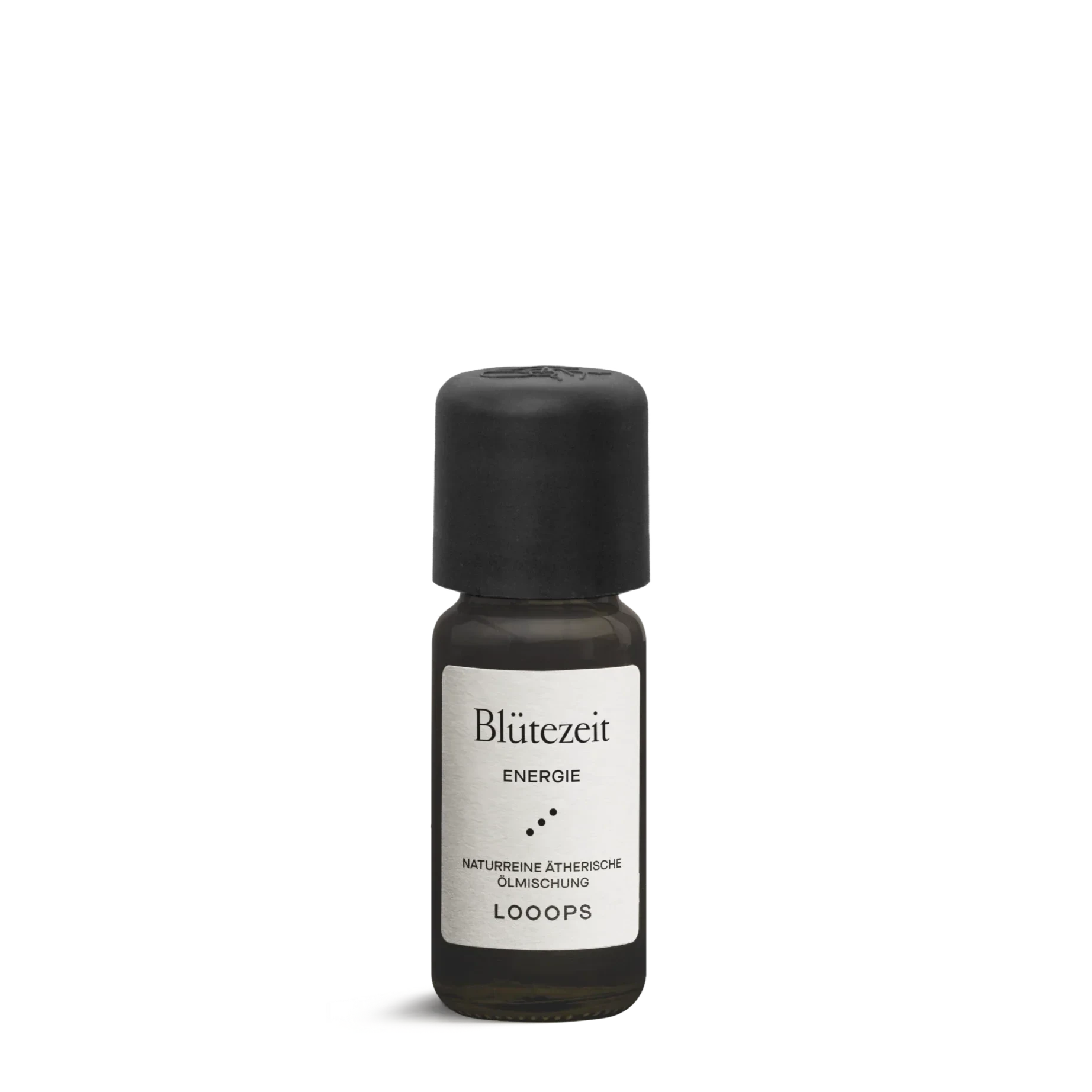 Ätherisches Öl Blützeit von Looops vor weißem Hintergrund.