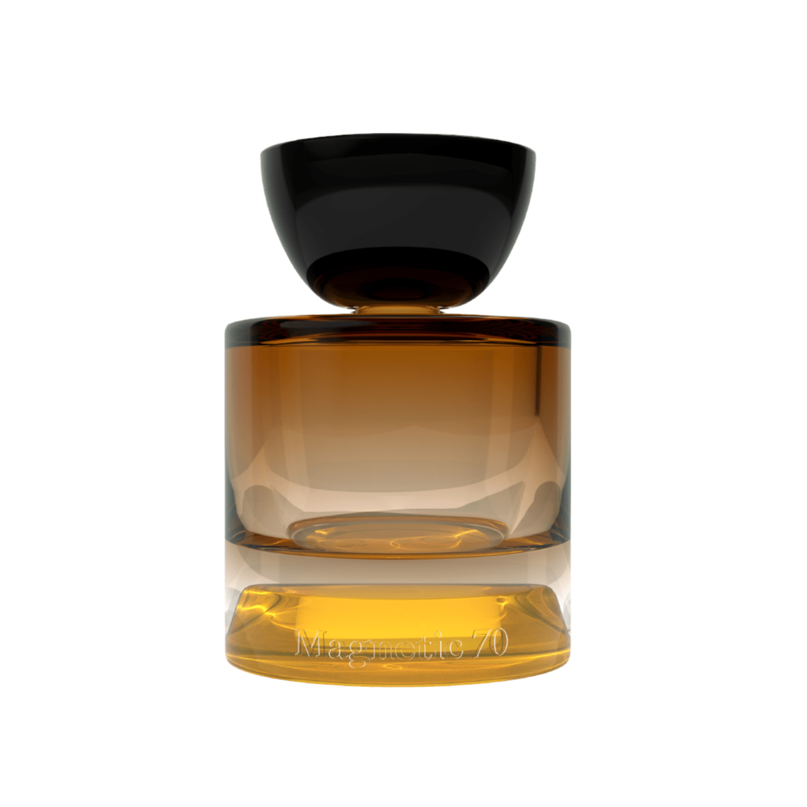 Glasflakon Vyrao Magnetic 70 steht vor weißem Hintergrund.