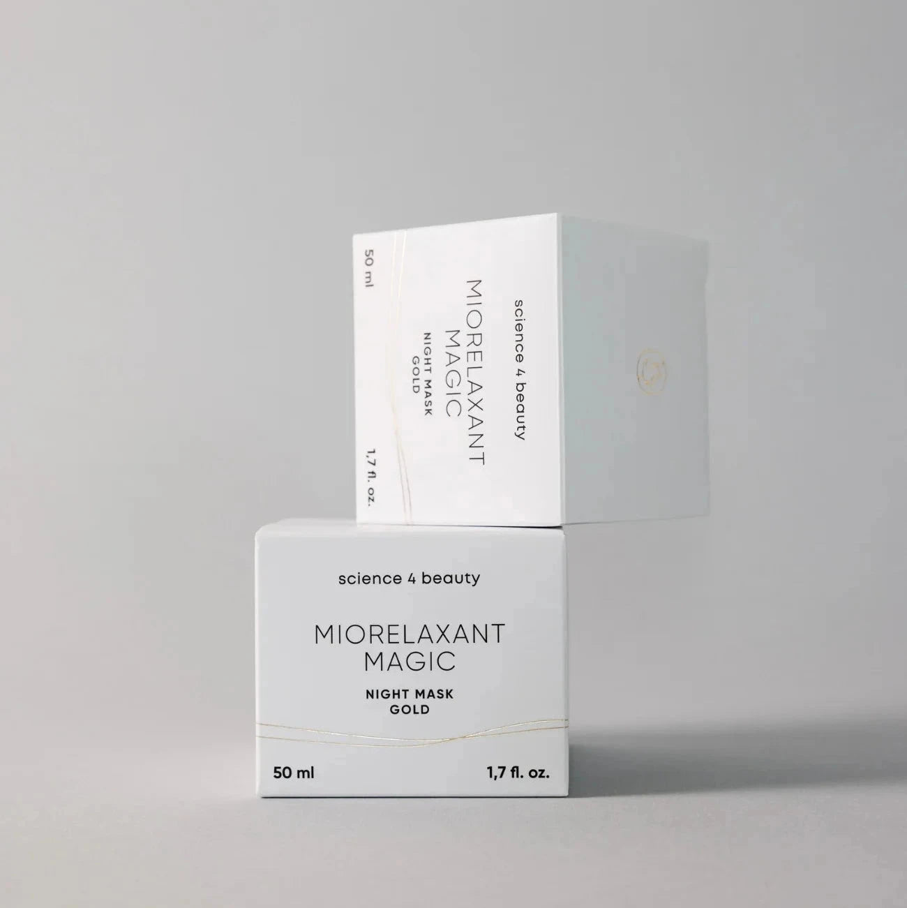 Detailansicht der MIORELAXANT MAGIC™ Night Mask Gold Verpackung – elegantes Design und Premiumqualität von science 4 beauty