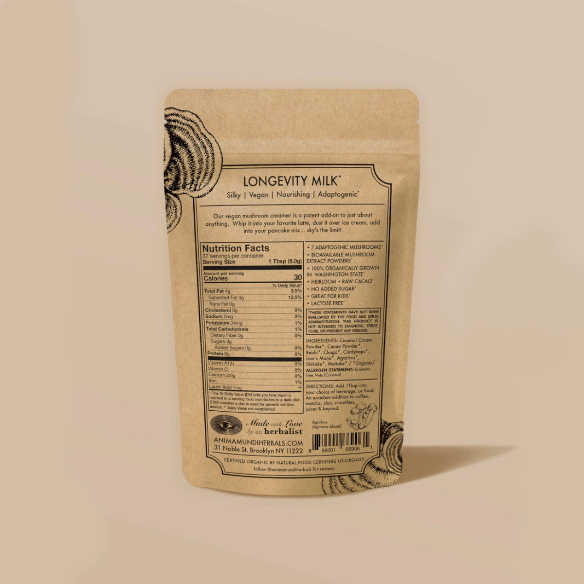 MUSHROOM MOCHA MILK - mocha powder ANIMA MUNDI