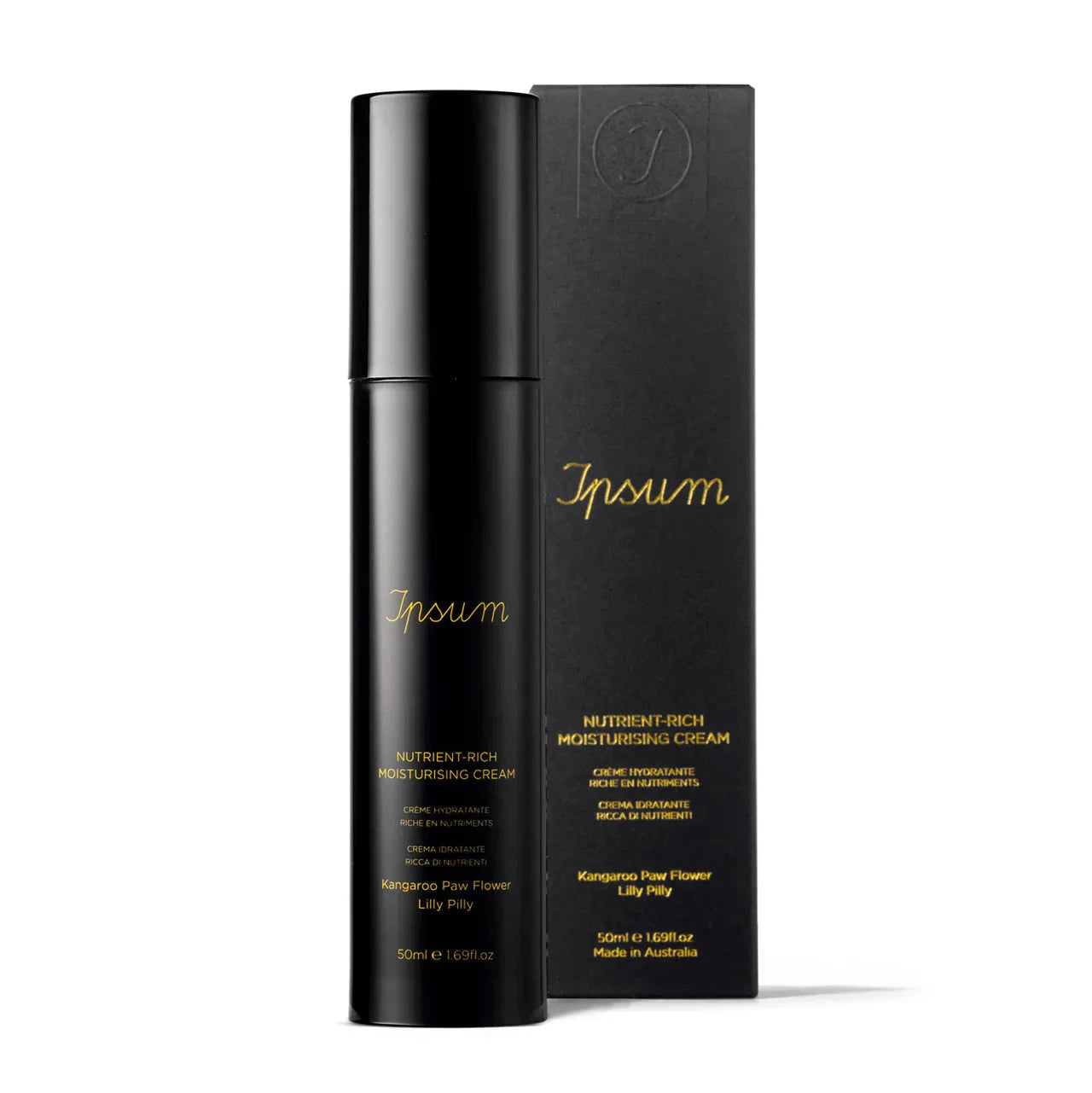 Ipsum Nutrient-Rich Moisturising Cream, daneben Verpackung vor weißem Hintergrund.