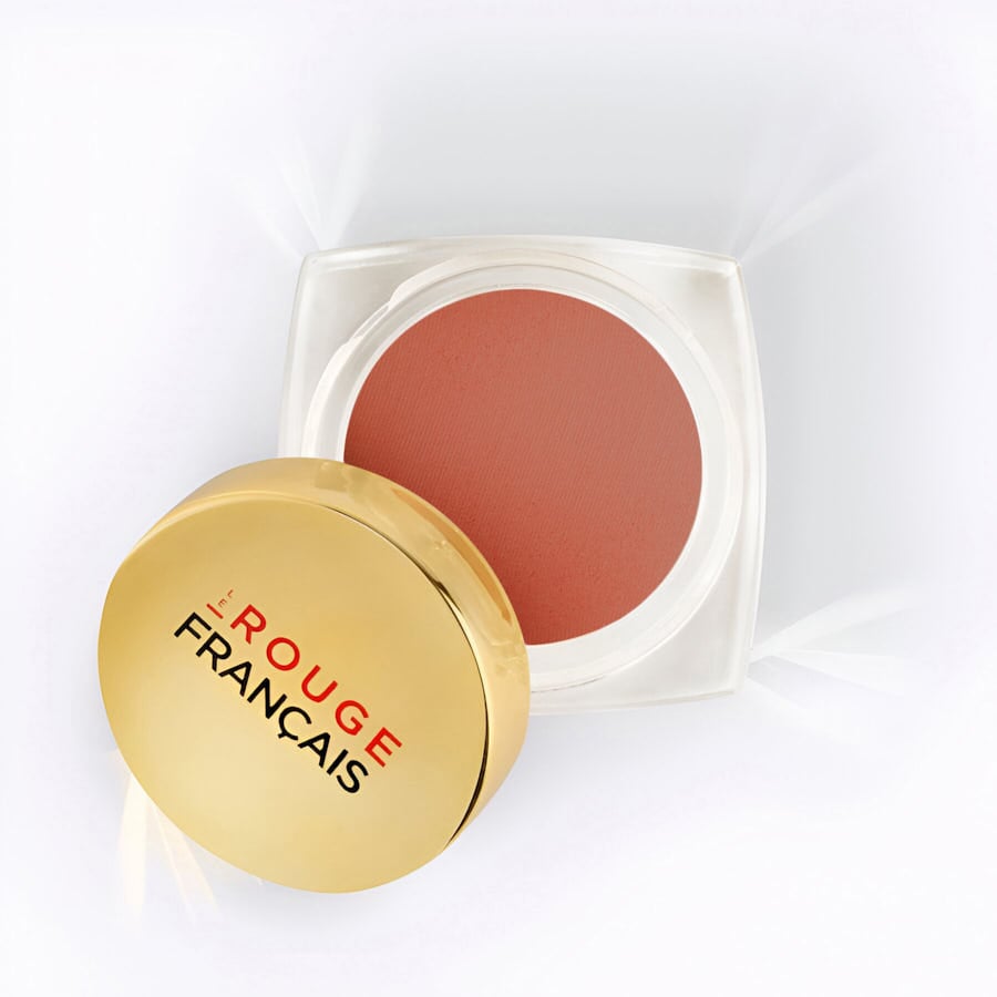 Powder Blush CATHERINE von Le Rouge Francais, geöffnet, goldener Deckel angelehnt.