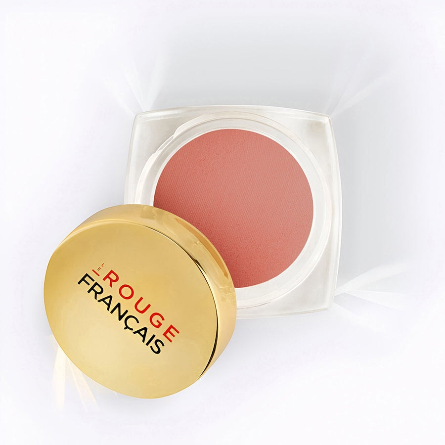 Powder Blush MELISENDE von Le Rouge Francais, geöffnet, goldener Deckel ist angelehnt.
