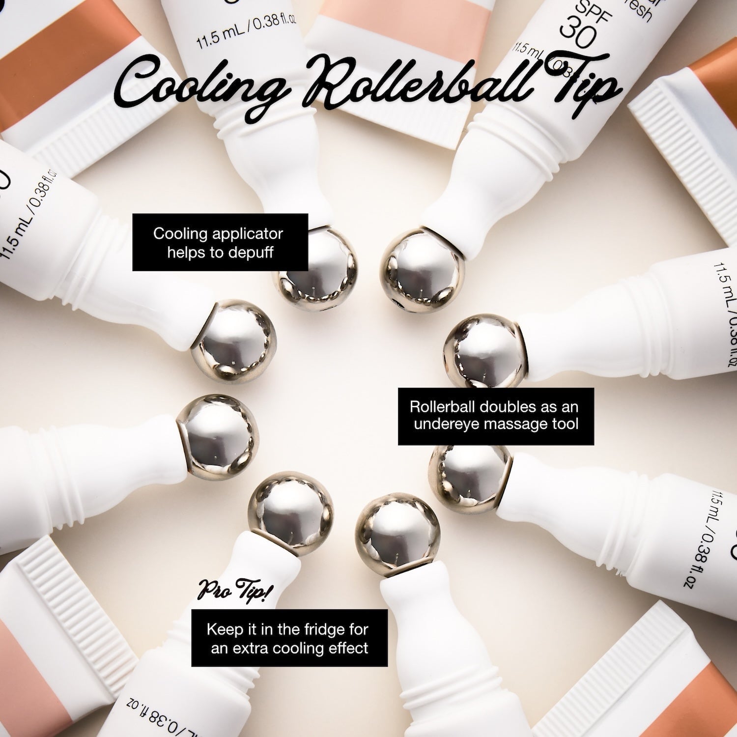 RMS Beauty ReFresh Eye Brightener SPF 30 – Tiegel mit kühlendem Metall-Rollerball.
