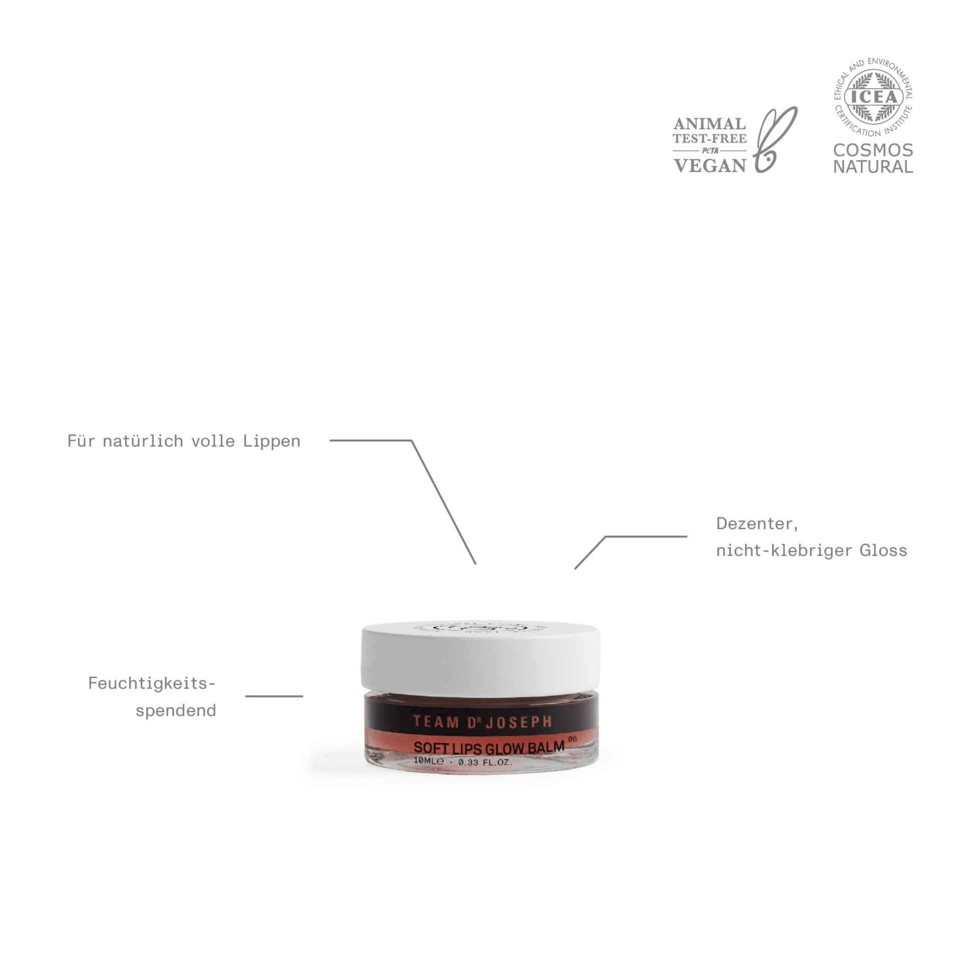 Team Dr Joseph Soft Lips Glow Balm – natürlicher, pflegender Lip Balm mit Glow-Effekt