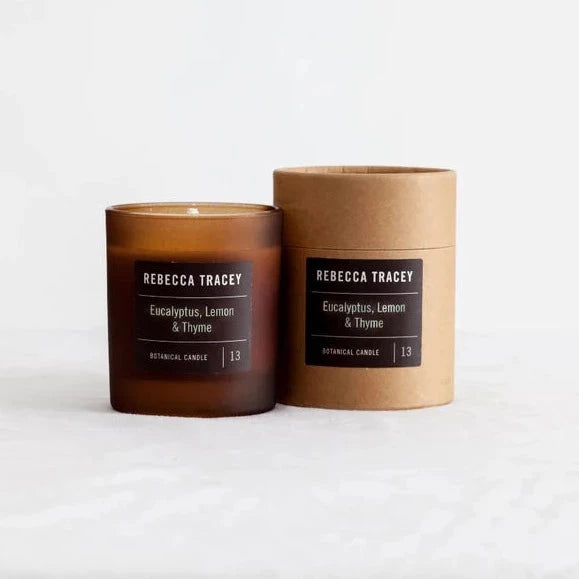 Soy wax aroma candle in the fragrance combination eucalyptus, lemon and thyme