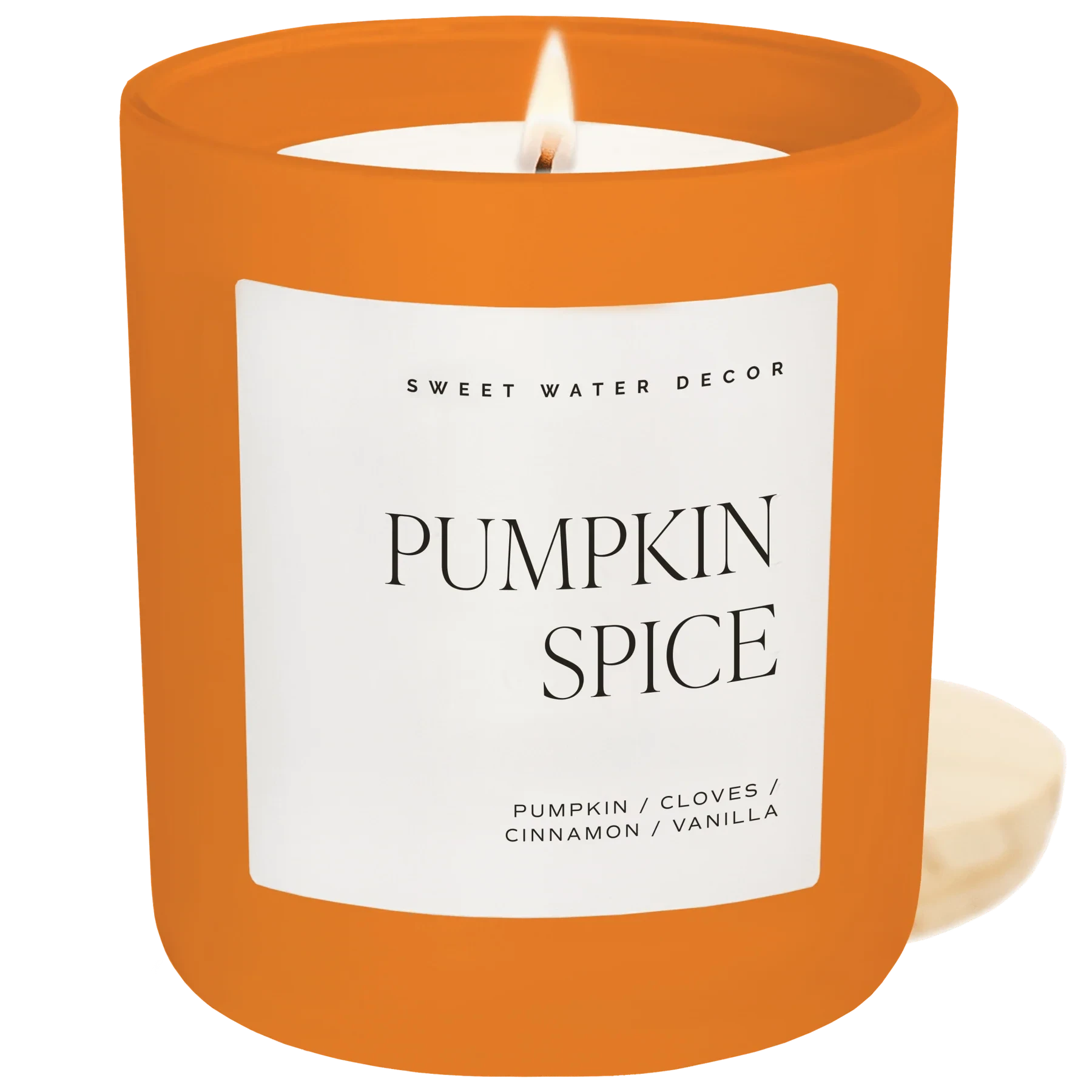 Pumpkin Spice Sojawachskerze von Sweet Water Decor im orangefarbenen Mattglas