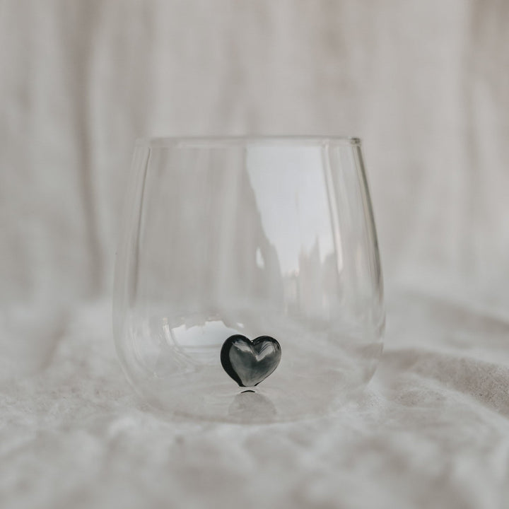 Drinking glass HEART FIGURE BLACK - Eulenschnitt