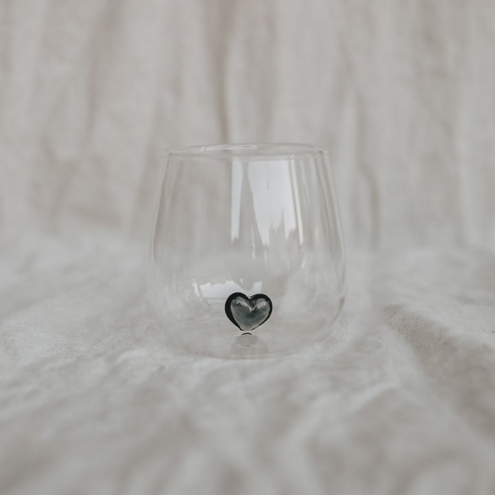 Drinking glass HEART FIGURE BLACK - Eulenschnitt