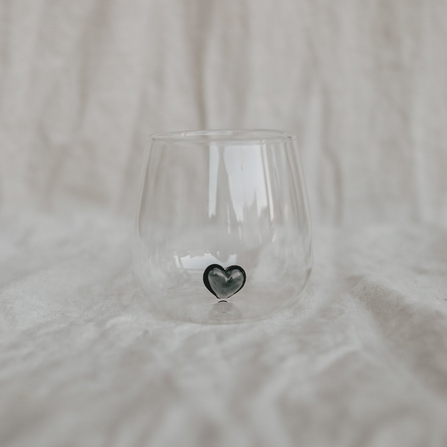 Trinkglas schwarzes Herz - Eulenschnitt