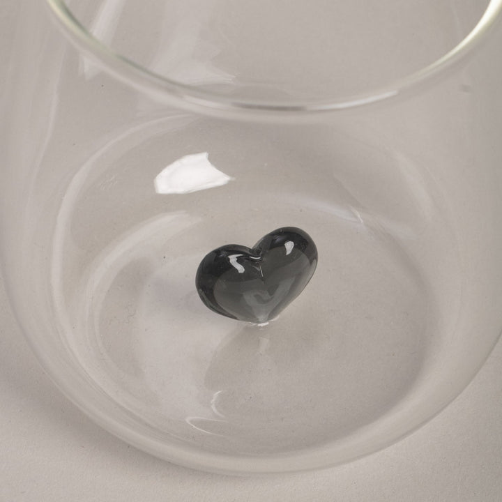 Drinking glass HEART FIGURE BLACK - Eulenschnitt