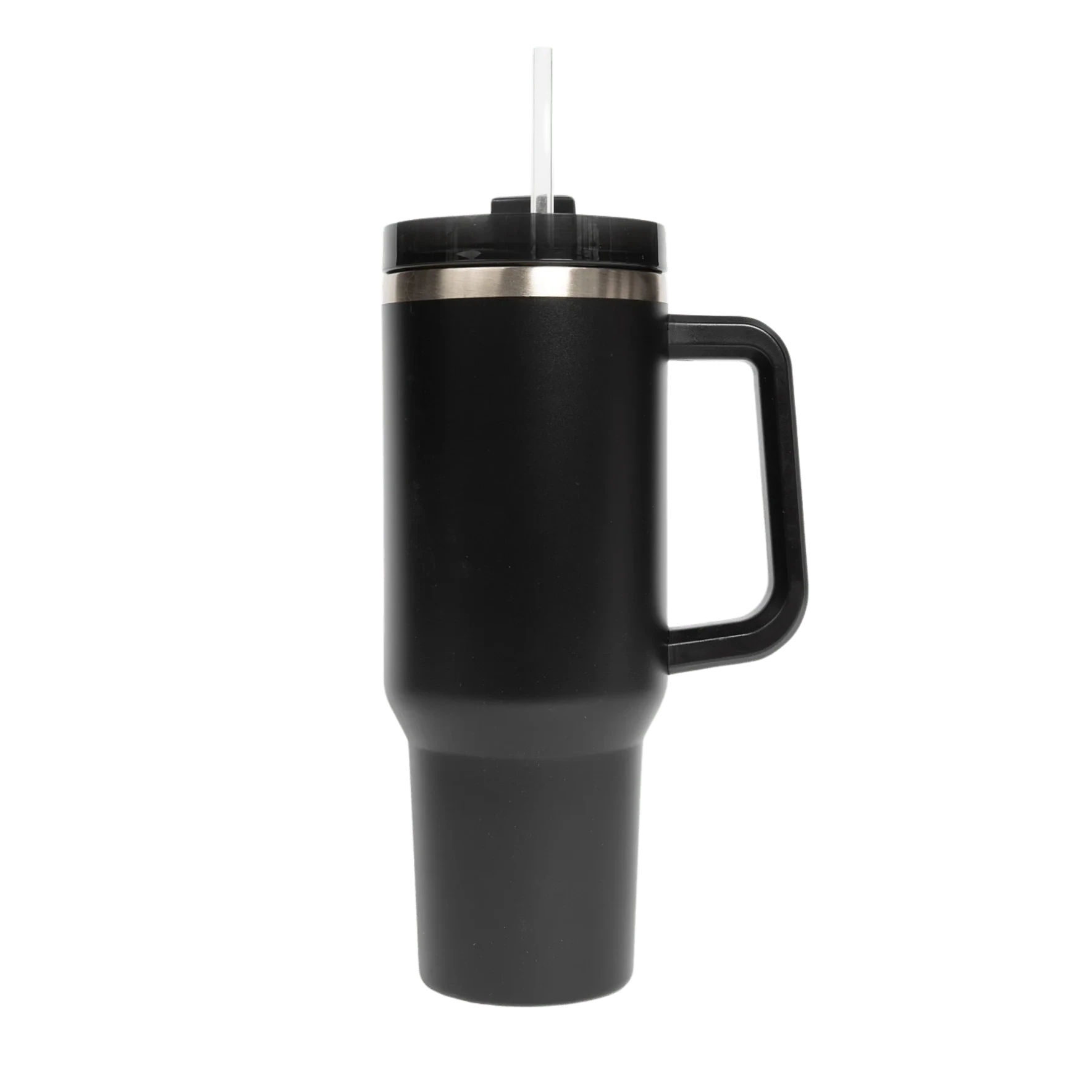 Schwarzer Tumbler / Thermobecher von Sweet Water Decor vor hellem Hintergrund.