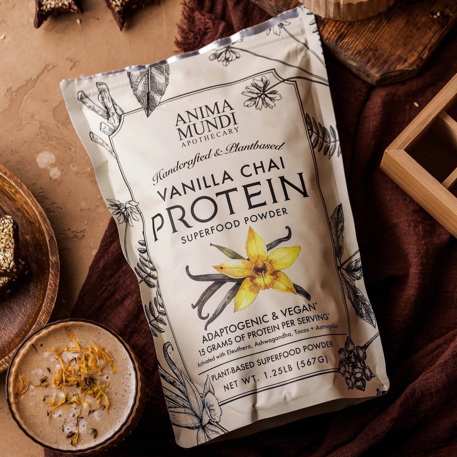 Vanilla Chai Pflanzliches Protein mit Adaptogenen | Anima Mundi
