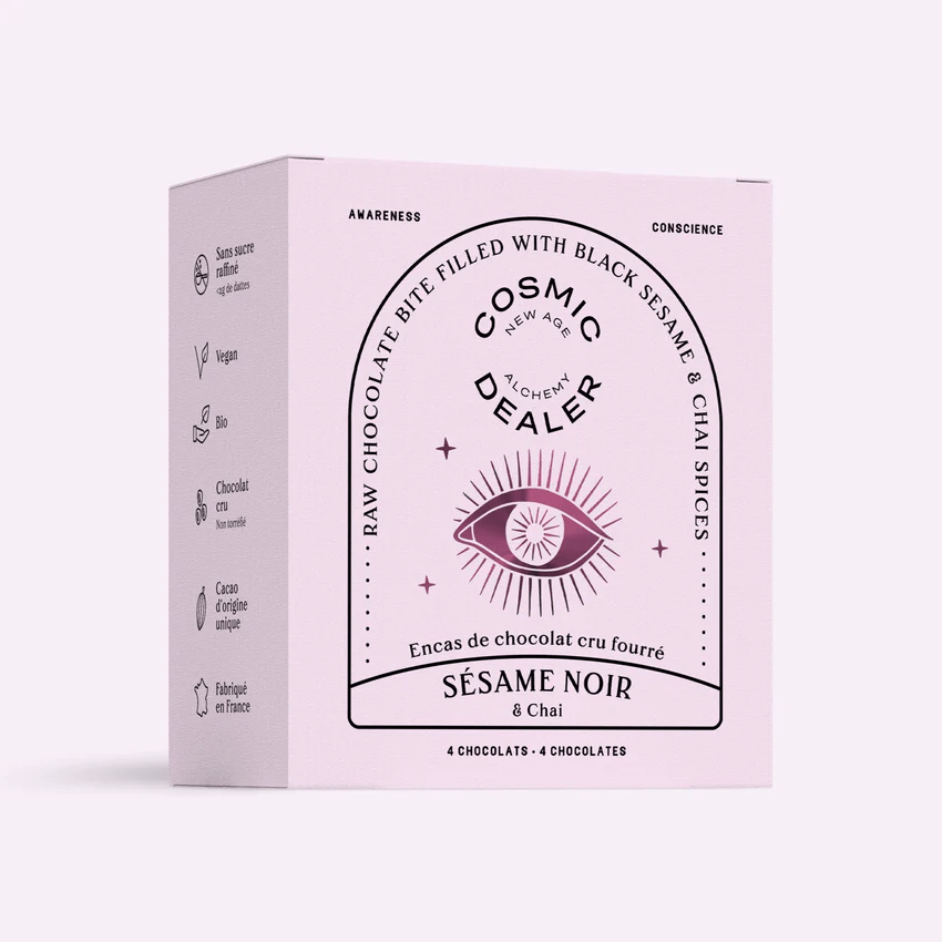 BLACK SESAME with CHAI - Box of 4 Chakra Chocolate - COSMIC DEALER