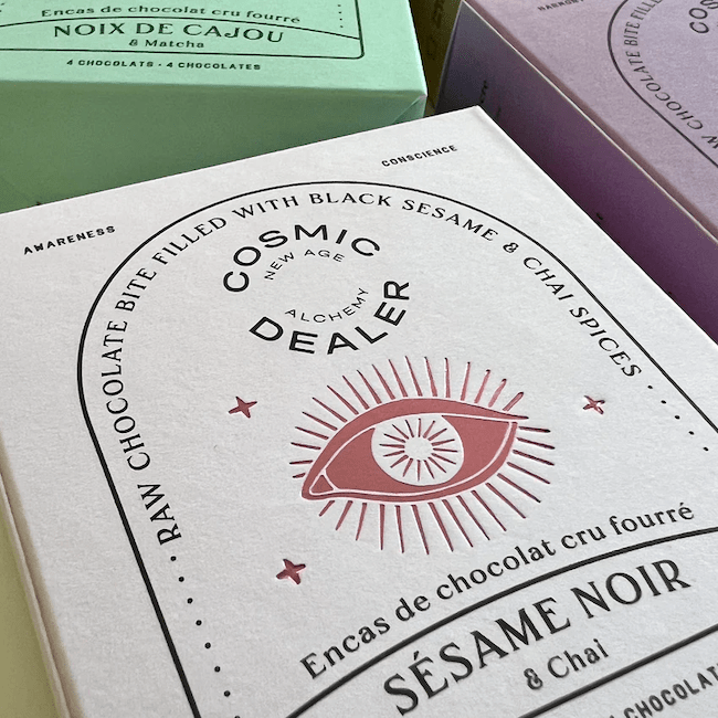 BLACK SESAME with CHAI - Box of 4 Chakra Chocolate - COSMIC DEALER