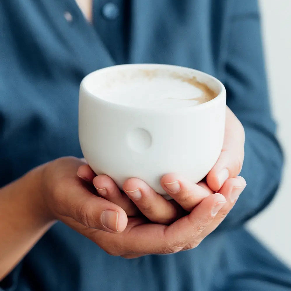 Stylische Cappuccino Tasse Keramik Ruhepunkt - warmweiß North Glow