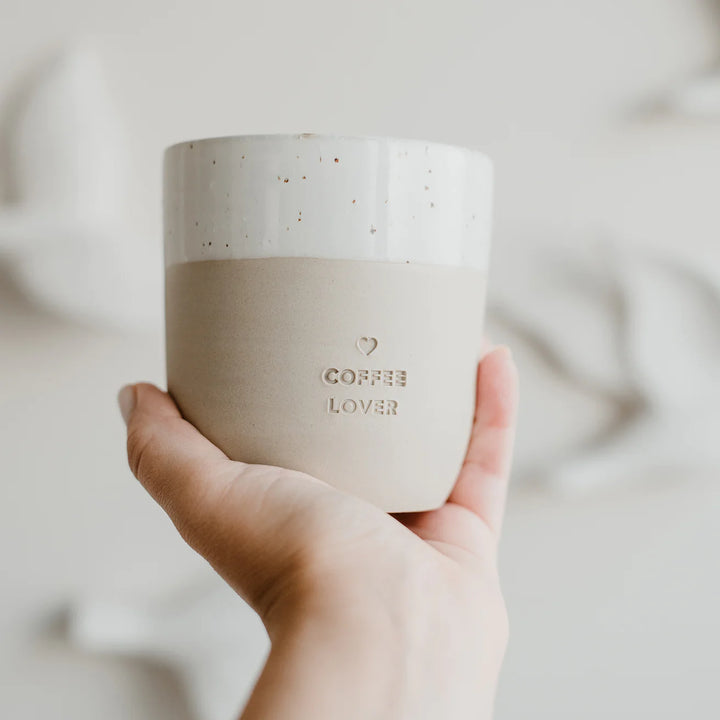 Kaffeebecher "Coffee Lover", handgefertigt aus Keramik