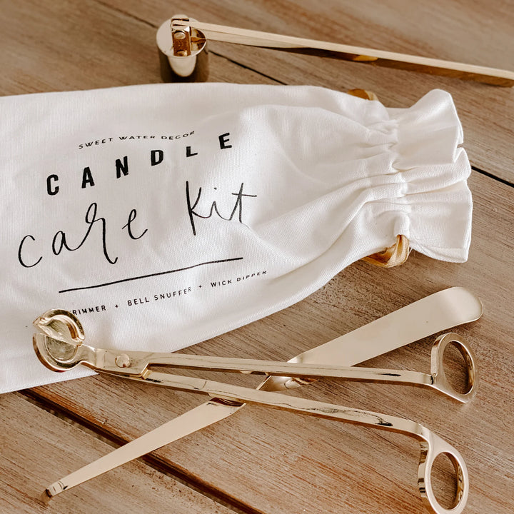 Gold Candle Care Kit - Ästhetisch schönes Set zum Trimmen und Löschen von Kerzen