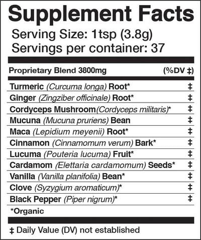 GOLDEN SUN MILK Adaptogenic Chai Powder by ANIMA MUNDI