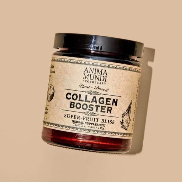 Anim Mundi Schraubglas Collagen Booster vor hellem Hintergrund.