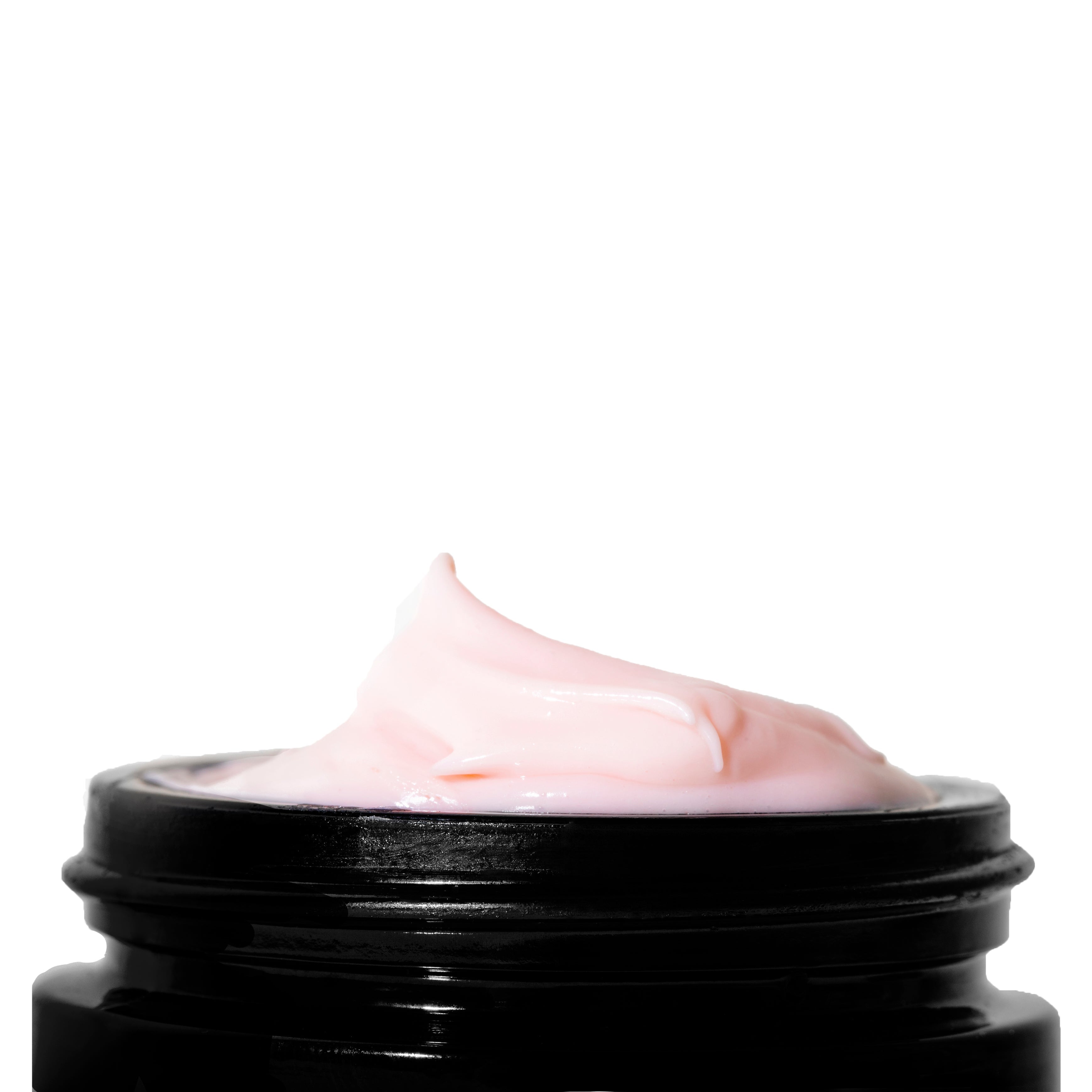 Odacité Crème de la Nuit Restorative Night Cream im geöffneten schwarzen Tiegel auf weißem Hintergrund
