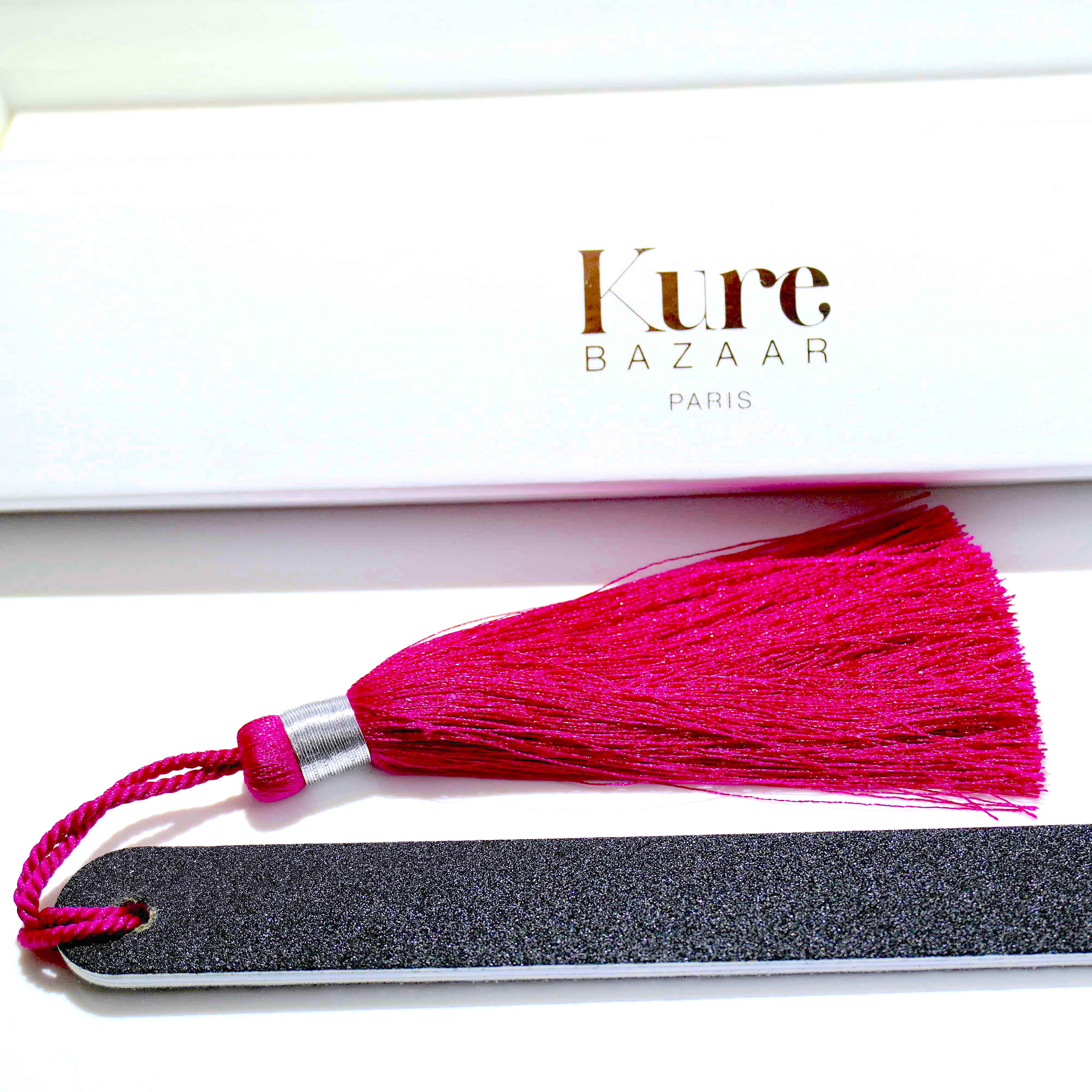 Pompom Nail File Silver-Fuchsia/ Glitzer Nagelfeile Silber