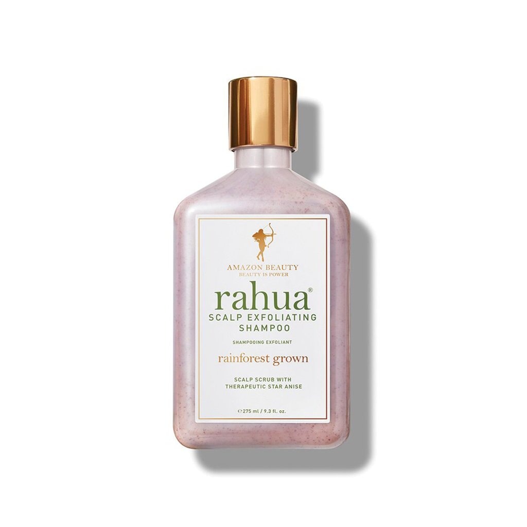 rahua Shampooflasche Scalp Exfolating Shampoo vor weißem Hintergrund.