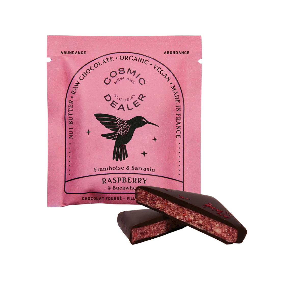 RASPBERRY with Macadamia &amp; Buckwheat 4-pack Chakra Chocolate - COSMIC DEALER