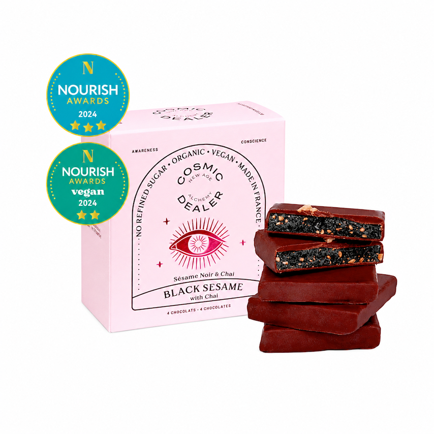 BLACK SESAME with CHAI - Box of 4 Chakra Chocolate - COSMIC DEALER
