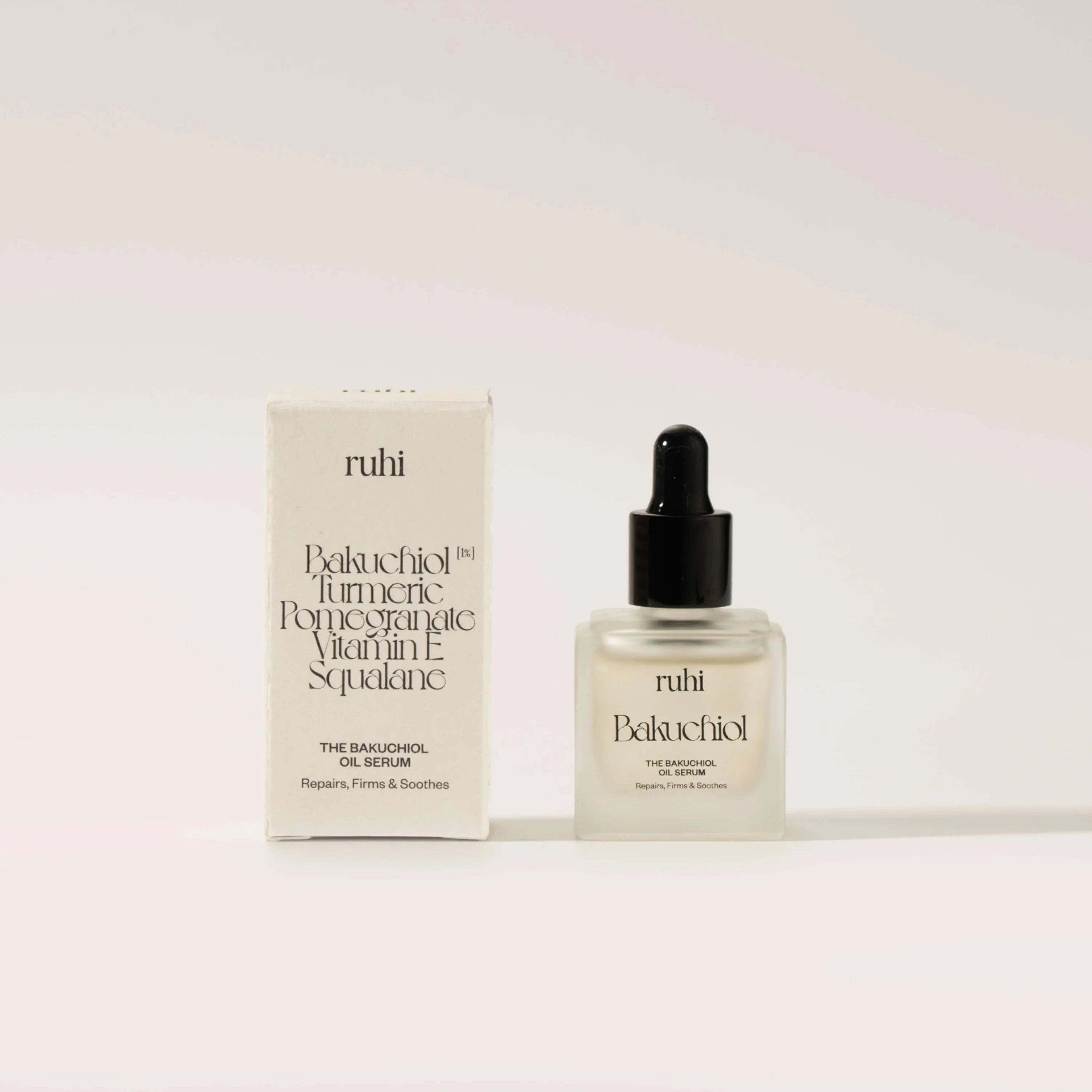 The Bakuchiol Oil Serum,Flakon neben Verpackung, 10 ml.