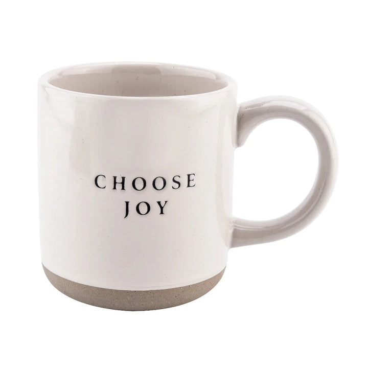 Cremefarbene Kaffeetasse "Choose Joy"