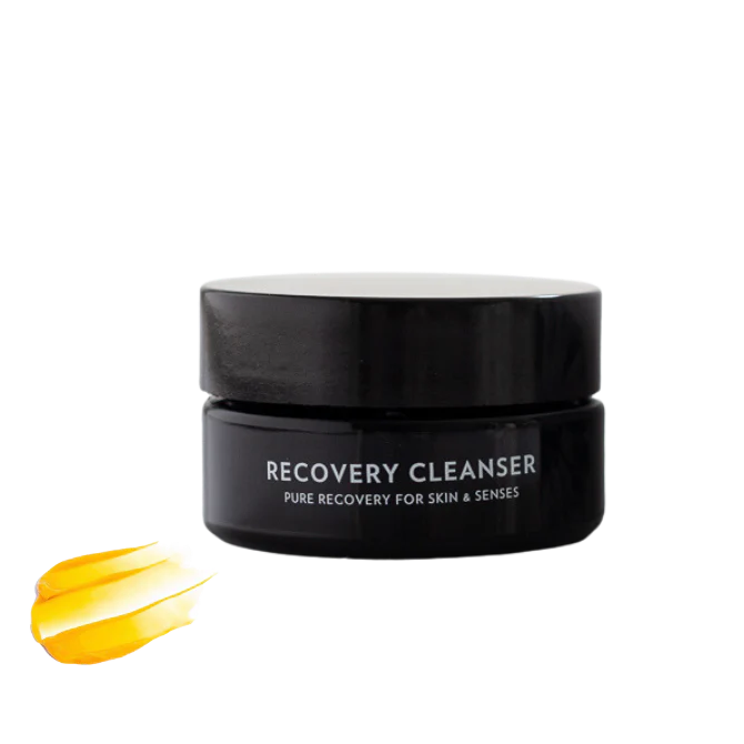 Schwarzes Dafna's Recovery Cleanser Schraubglas mit  Farb- und Texturbeispiel. North Glow