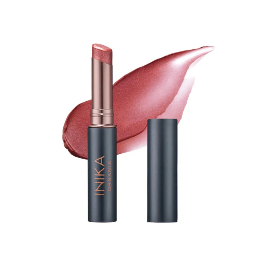 INIKA Tinted Lip Balm geöffnet vor weißem Hintergrund  North Glow